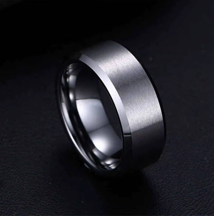 Classic Smooth Edge Brushed Tungsten Carbide Ring