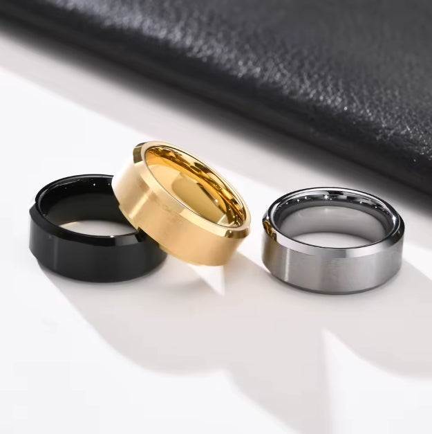 Classic Smooth Edge Brushed Tungsten Carbide Ring