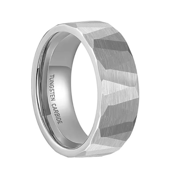 Faceted Tungsten Carbine Ring