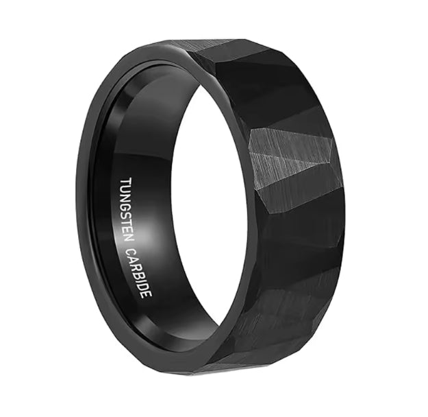 Faceted Tungsten Carbine Ring