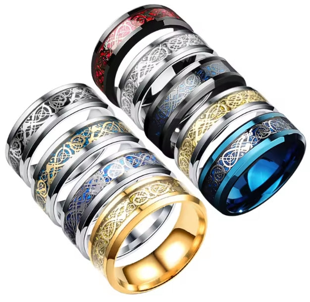 Dragon Inlay Tungsten Carbide Ring